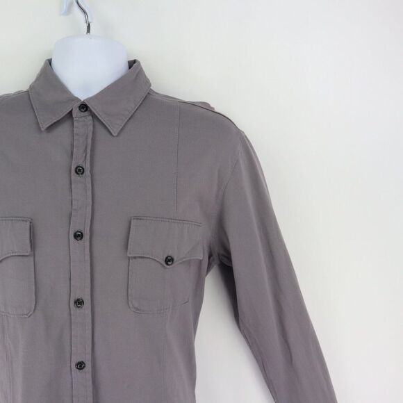 Apt. 9 Long Sleeve Button Up Shirt Collared Mens Sz M Gray 100% Cotton Pockets - Picture 5 of 7